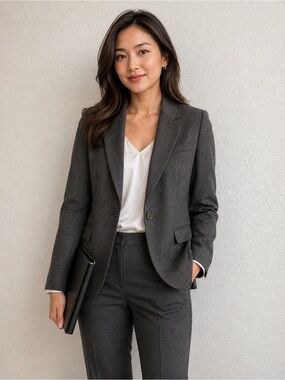 Giorgio Armani Charcoal Single-Button Vintage Blazer Cashmere career minimalist